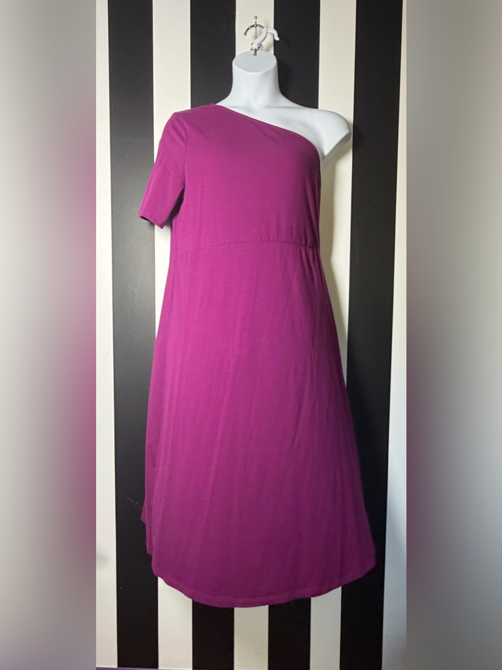 Plus Size Fuchsia One-Shoulder Women’s Midi Dress - SZ XXL
